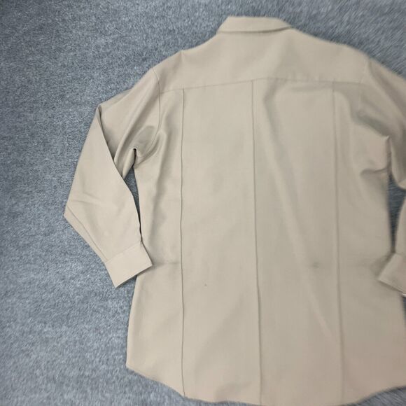 Cabelas Hunting Shirt Mens 16 1/2 Tan Full Zip Faux Button Long Sleeve Pockets - Picture 2 of 16